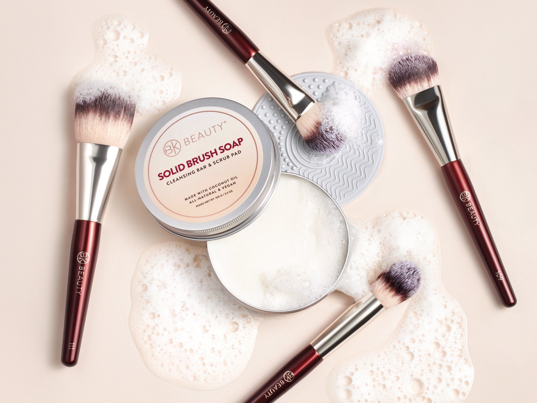 Solid Brush Soap with Cleaning Pad